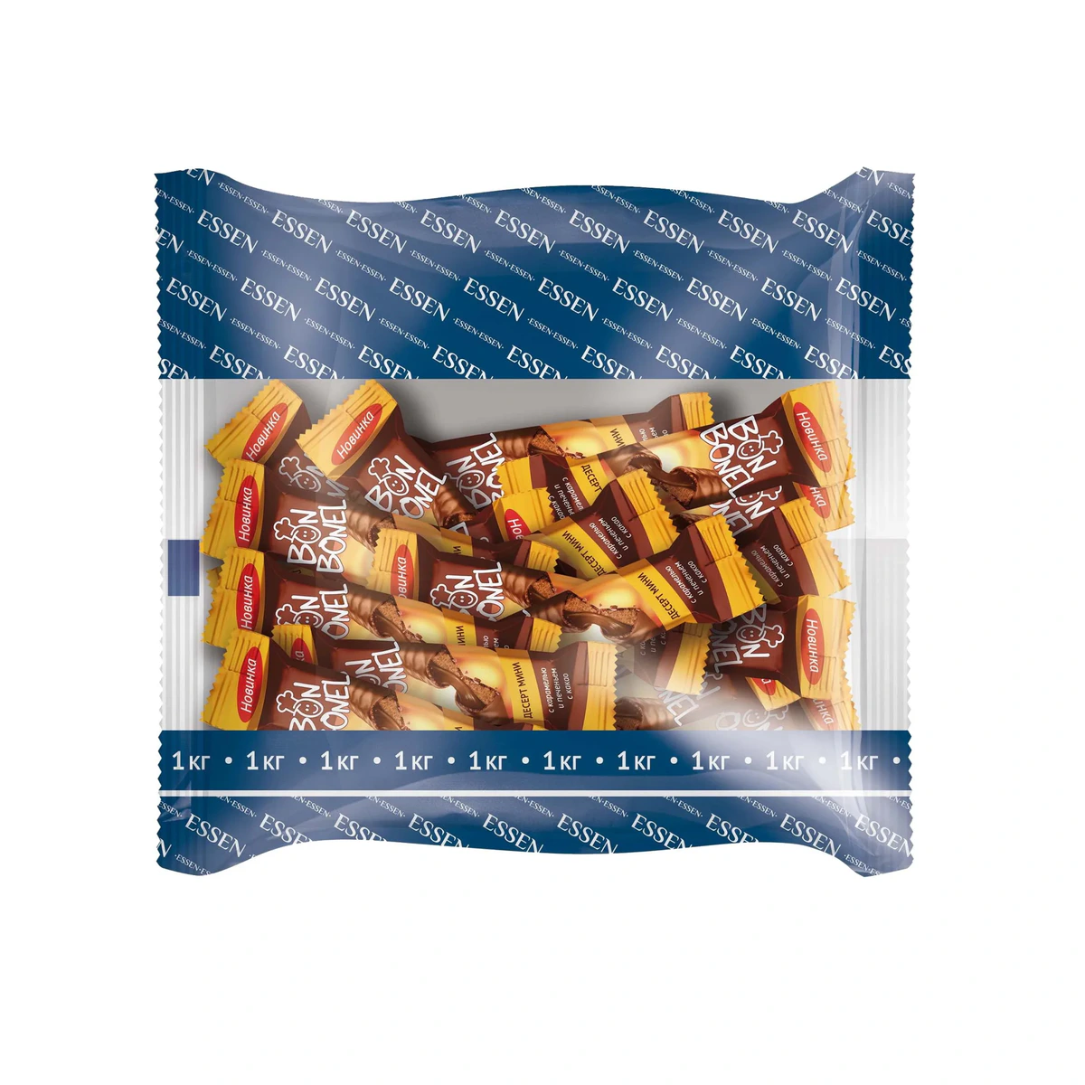 BON BONEL®. Десерт МИНИ с карамелью и печеньем с какао Пакет 1 кг *