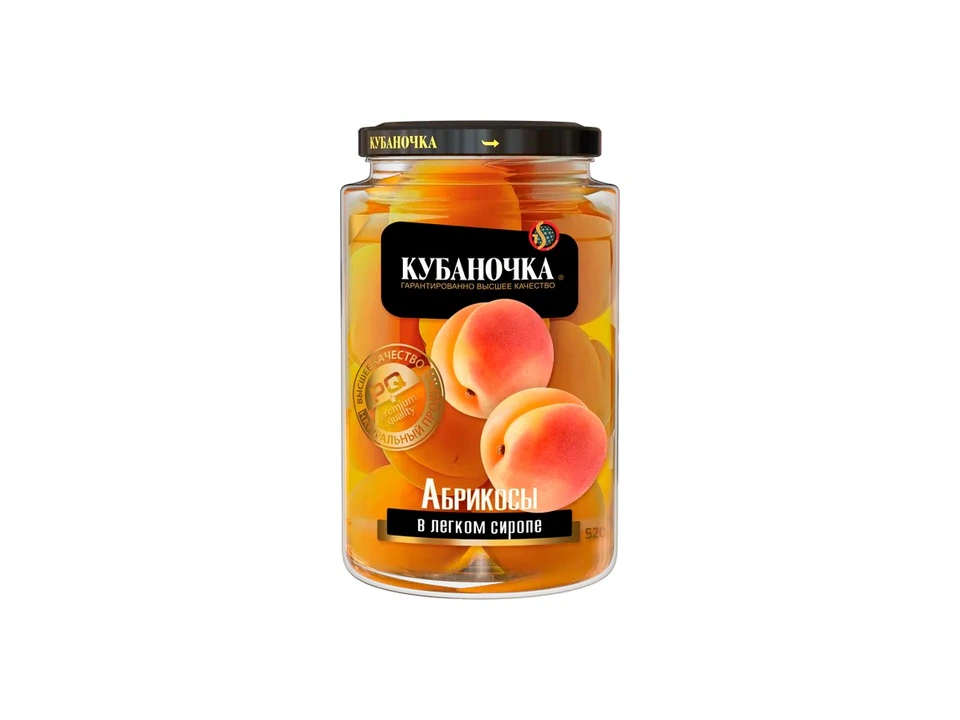 Абрикосы в легком сиропе ТМ Кубаночка ст/б 520 гр (12 шт)