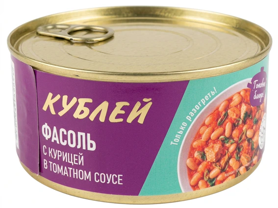 Фасоль с курицей в томатном соусе 0,325 кг (белая)