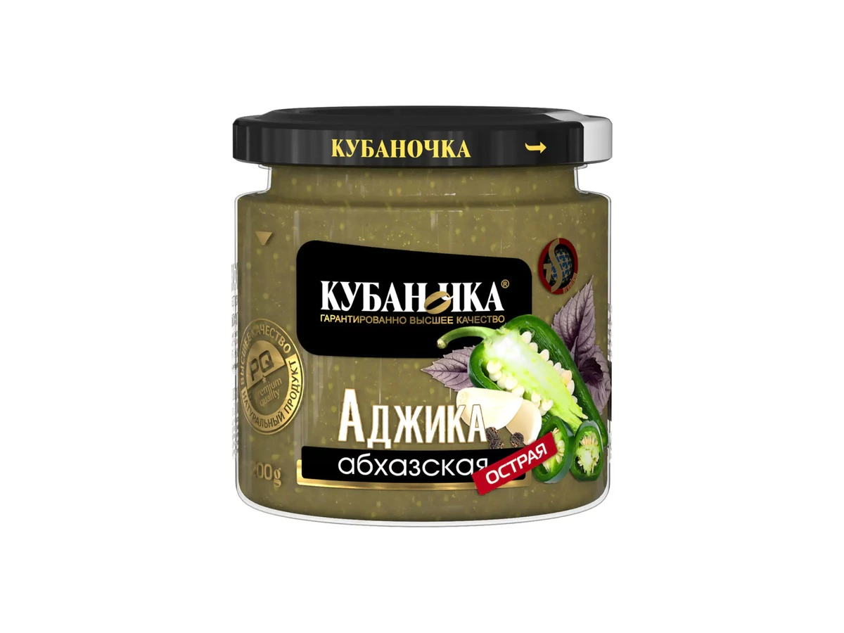Аджика Абхазская зеленая острая ТМ Кубаночка ст/б 200 гр (12 шт)