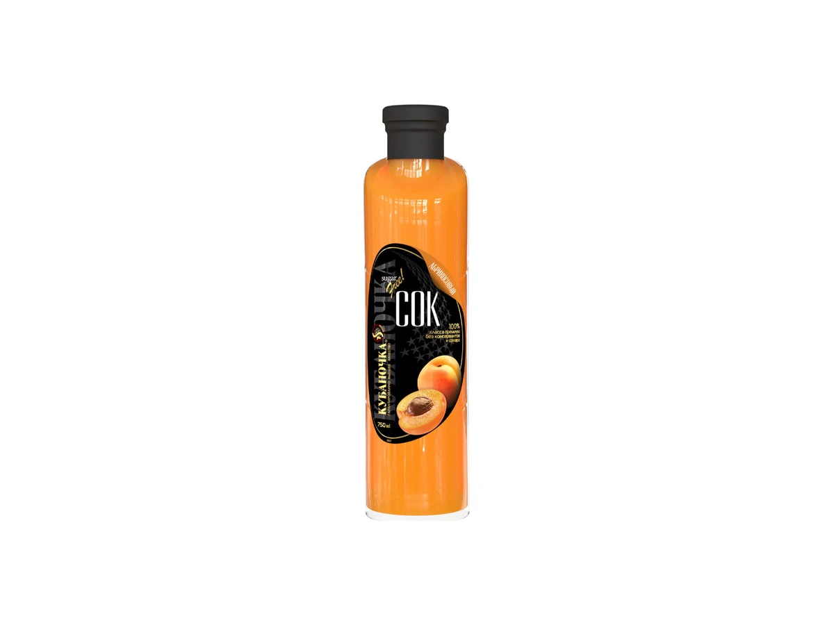 Сок абрикосовый восстановленный с мякотью ТМ Кубаночка ст/бут 0,75 л (6 шт)