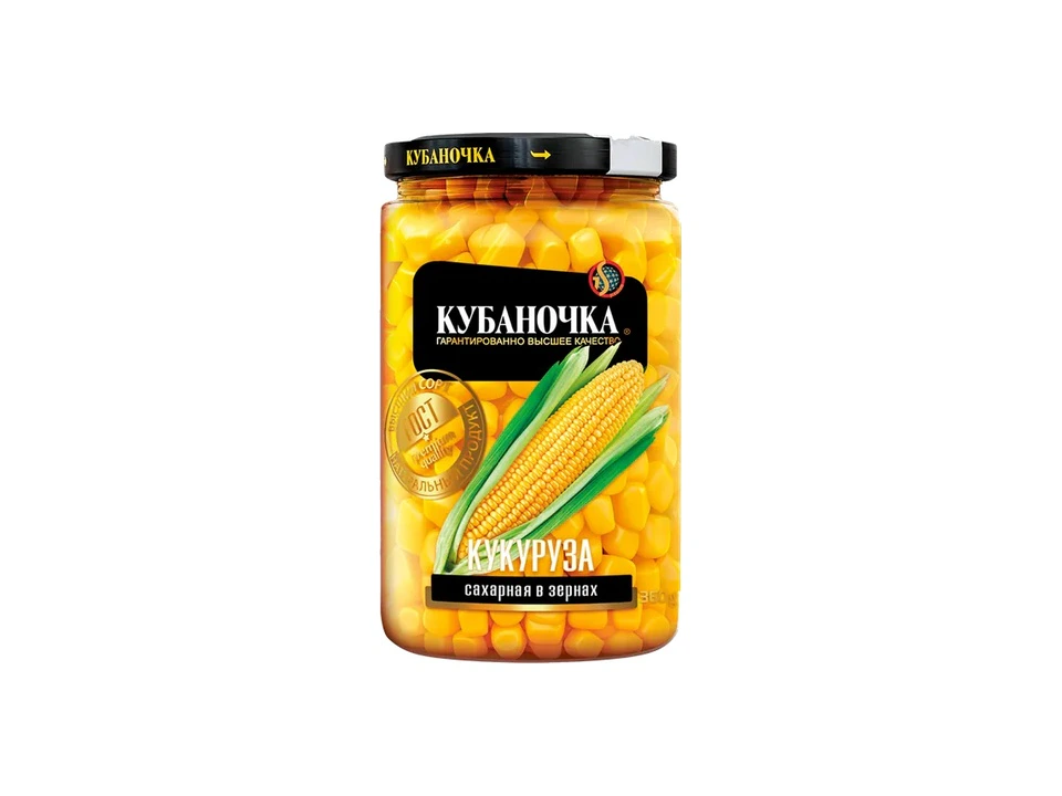 Кукуруза сахарная в зернах ТМ Кубаночка ст/б 360 гр (12 шт)