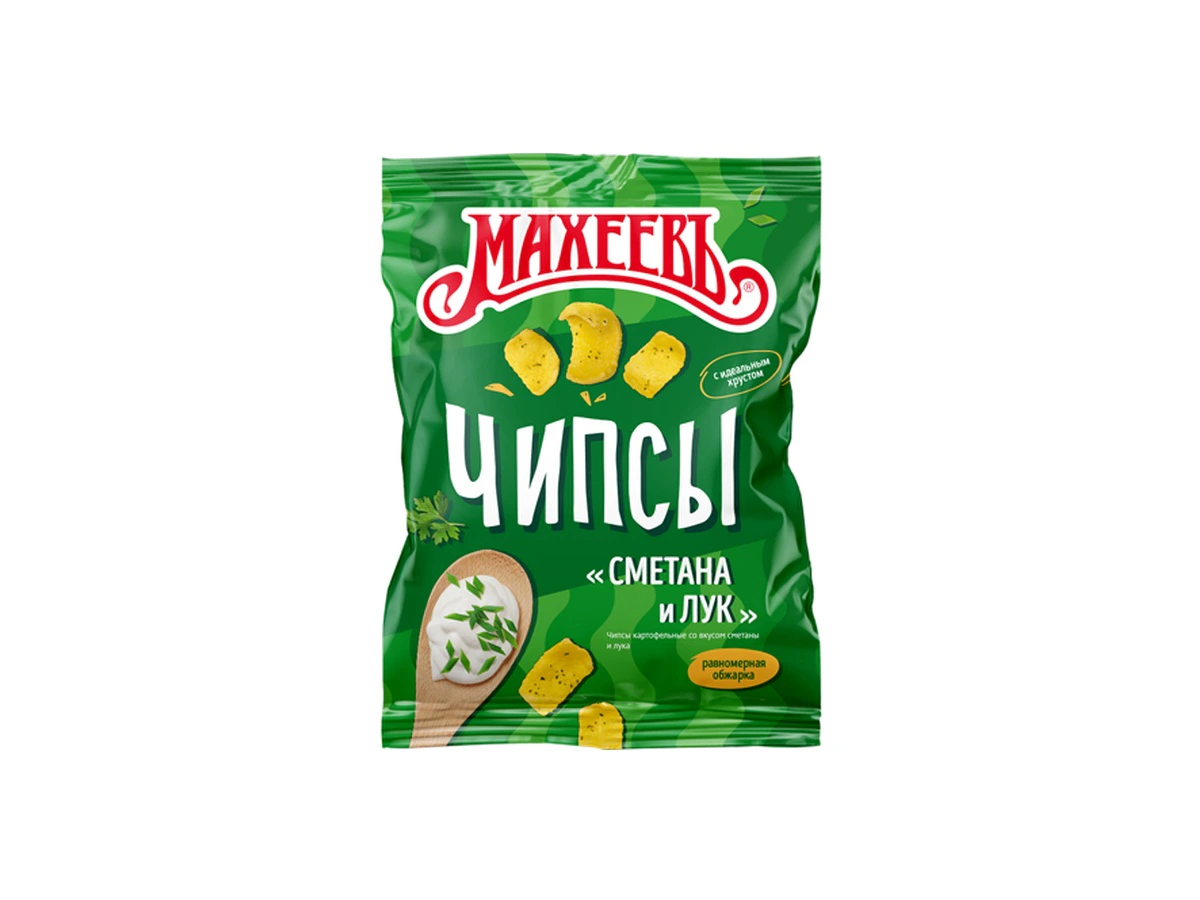 Чипсы картофельные Махеевъ со вкусом сметаны и лука Пакет 80 г