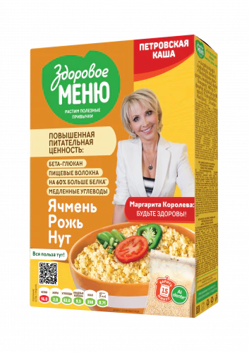 "Петровская каша": ячмень, рожь, нут "Здоровое меню" гфр-6 кор-(400г) 2.4кг