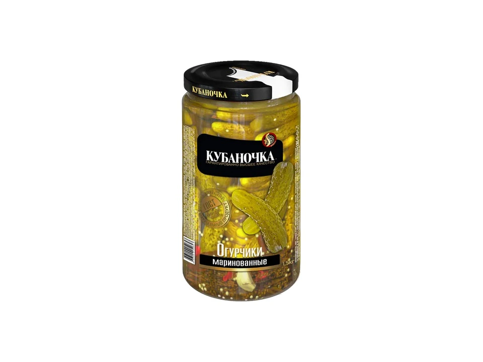 Огурцы маринованные ТМ Кубаночка ст/б 1500 гр (6 шт)