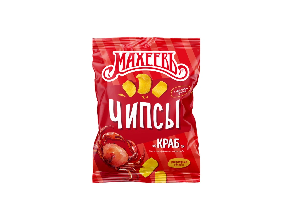 Чипсы картофельные Махеевъ со вкусом краба Пакет 130 г
