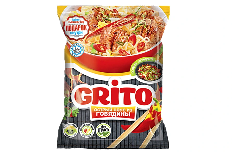 "Grito" лапша,пакет,соус из говядины 80гр/30шт БОНУС