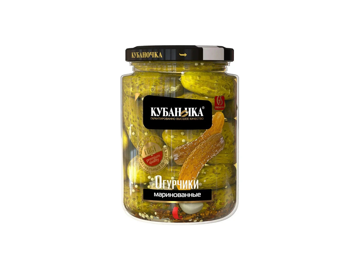 Огурцы маринованные ТМ Кубаночка ст/б 720 гр (8 шт)