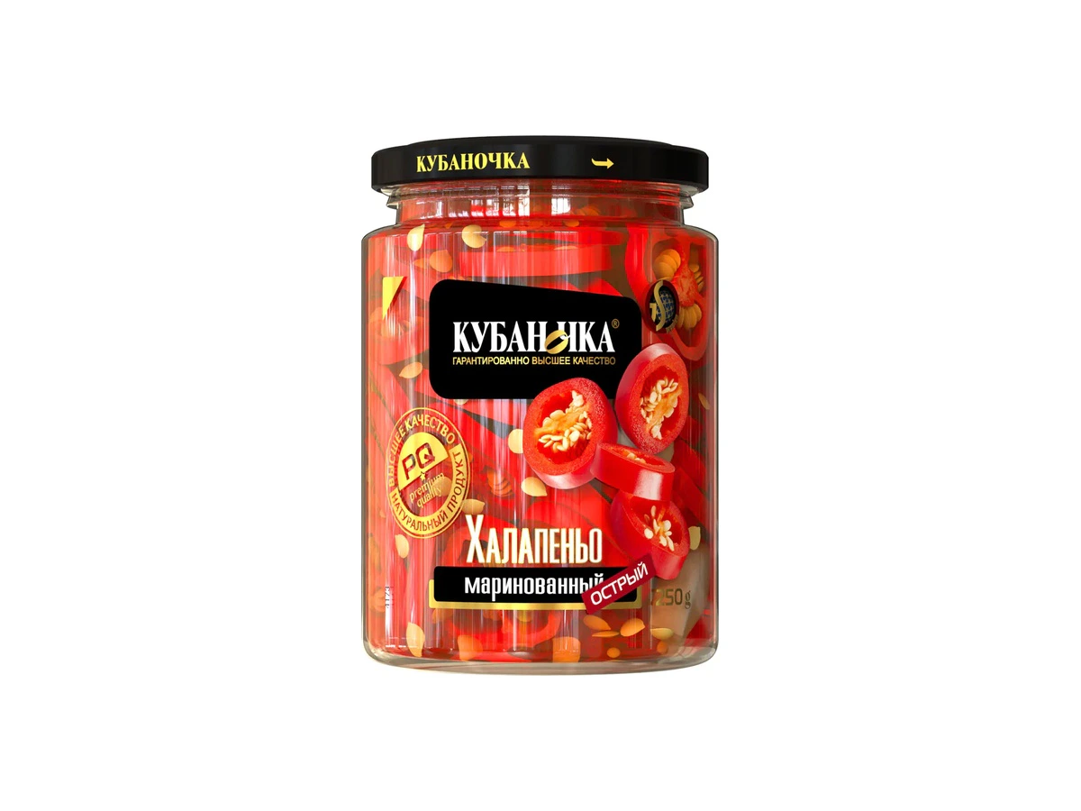 Перец красный маринованный Халапеньо ТМ Кубаночка ст/б 250 гр (12 шт)