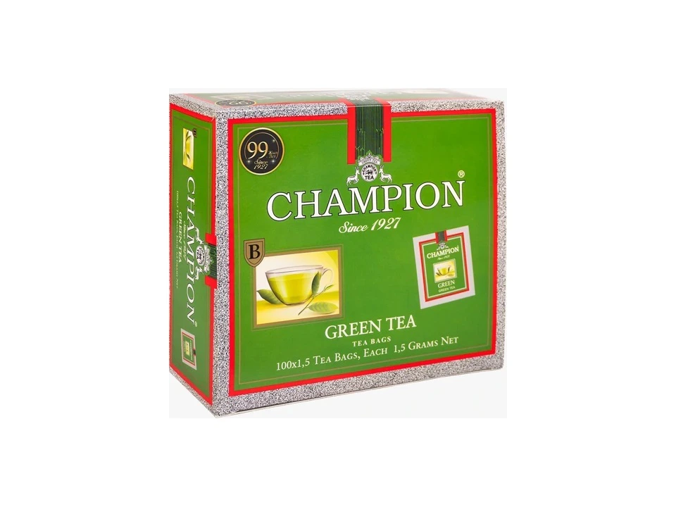 CHAMPION GREEN TEA BAGS 100*1.5 GR (Чай ЧЕМПИОН ЗЕЛЕНЫЙ/пакет-й/ (100*1,5) ГР)