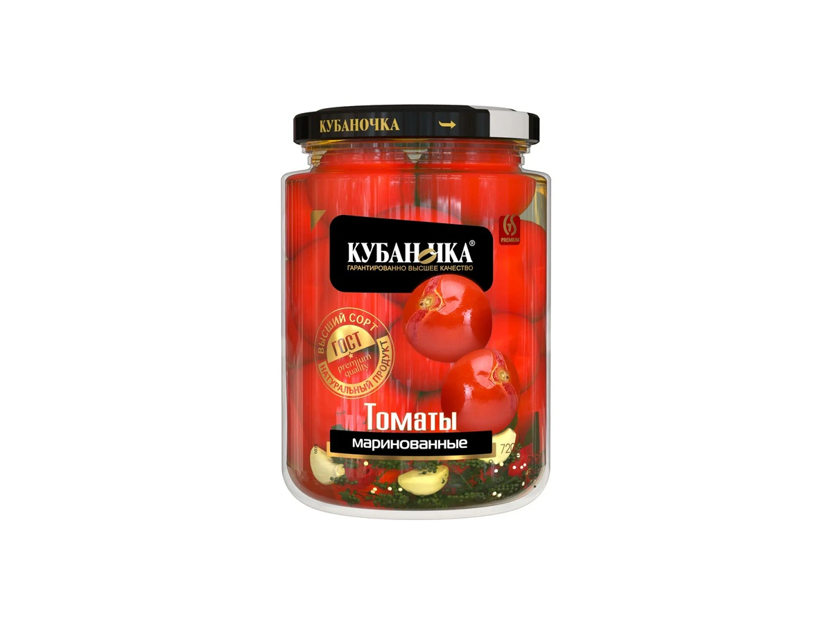 Томаты маринованные ТМ Кубаночка ст/б 720 гр (8 шт)