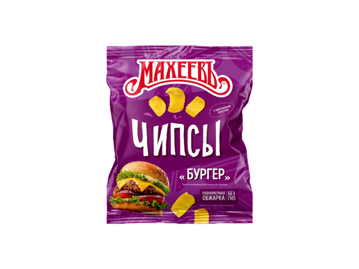 Чипсы картофельные Махеевъ со вкусом бургера Пакет 80 г