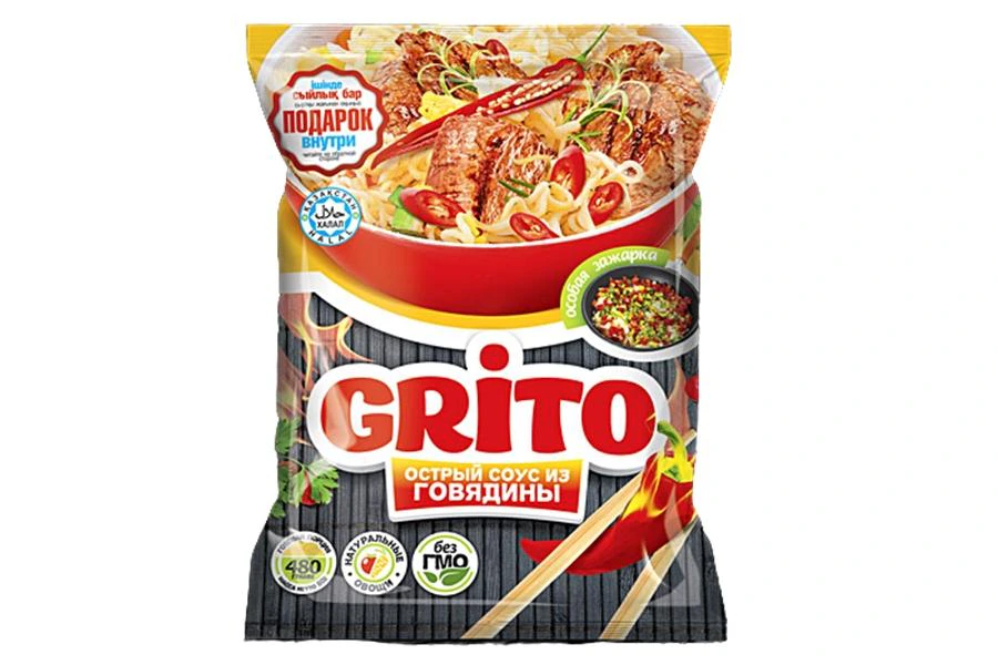 "Grito" лапша,пакет,соус острая говядина 80гр/30шт