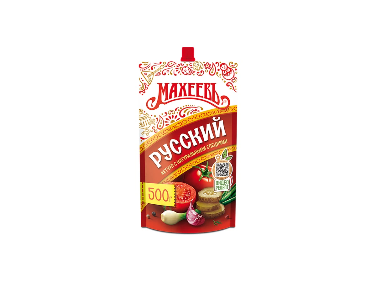 Кетчуп первой категории Махеевъ "Русский" пакет ДОЙ-ПАК с дозатором 500 г (10 шт)