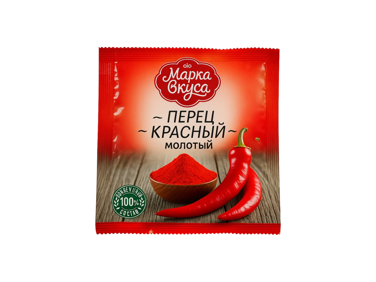 Перец красный молотый 10гр по 200 шт в ящ "Марка Вкуса"